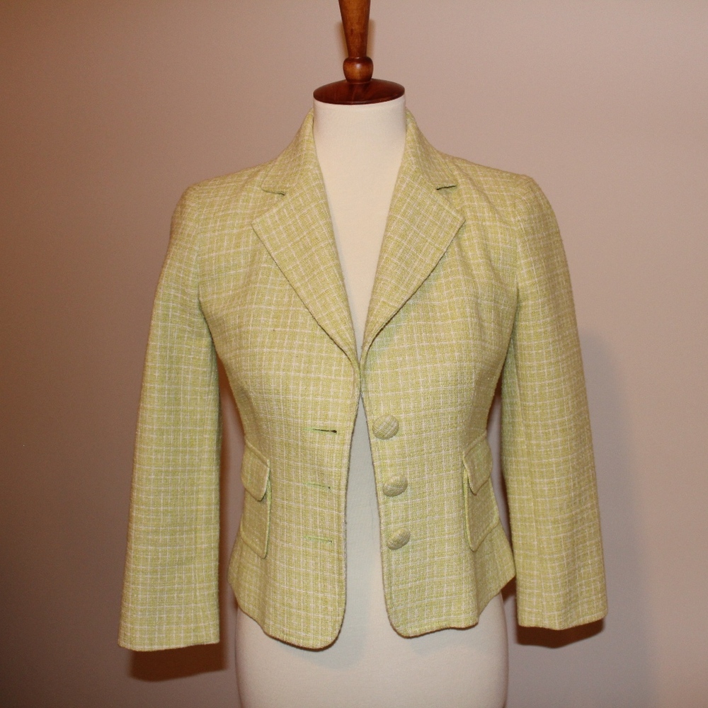Laundry by Shelli Segal Jacket/Blazer Yellow-Green Sz 2